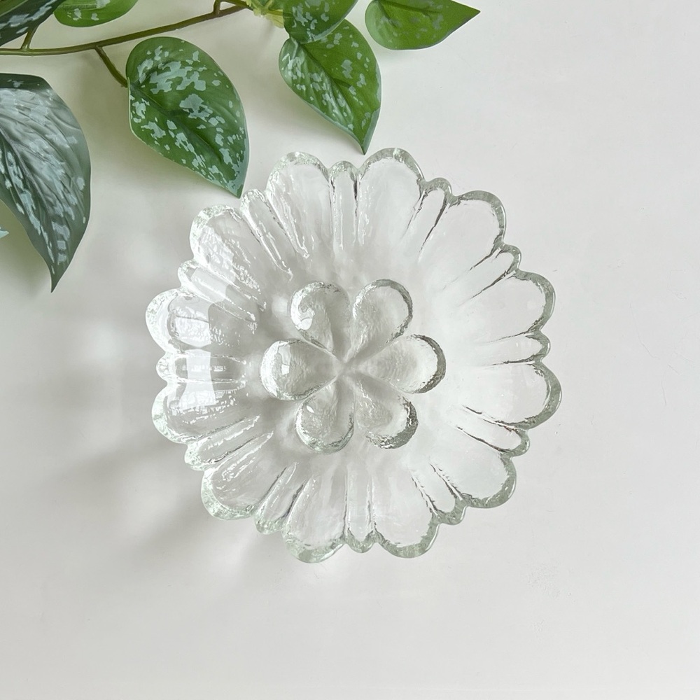 Vintage Floral Glass Bowl Catchall Decor